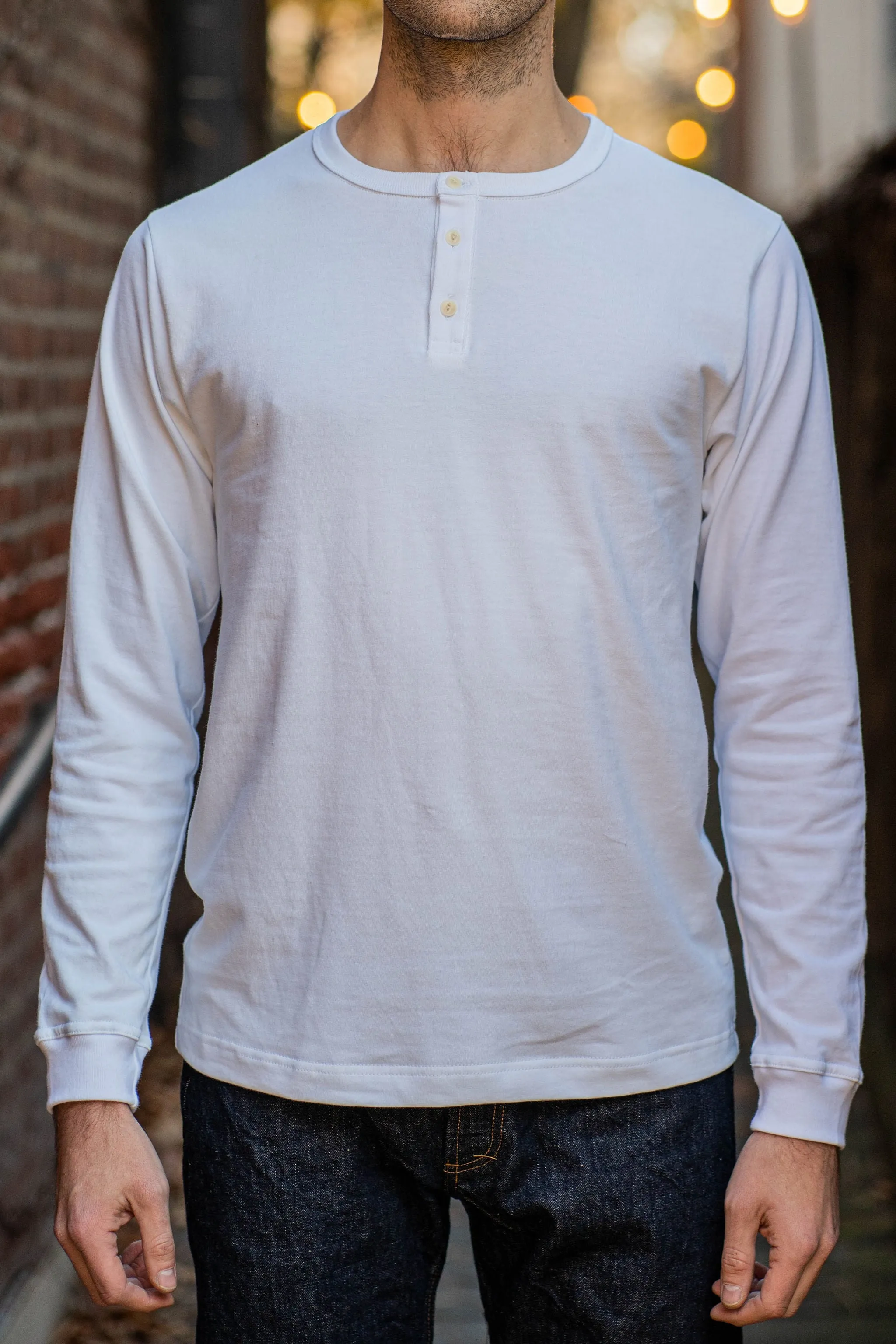 3sixteen Long Sleeve Henley - White