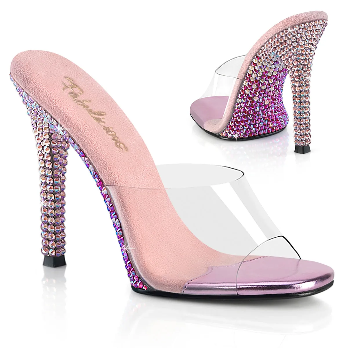 4 Inch Heel GALA-01DMM Clear Baby Pink Rhinestone