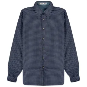 Acne Studios Check Reversible Fleece Jacket Dark Blue