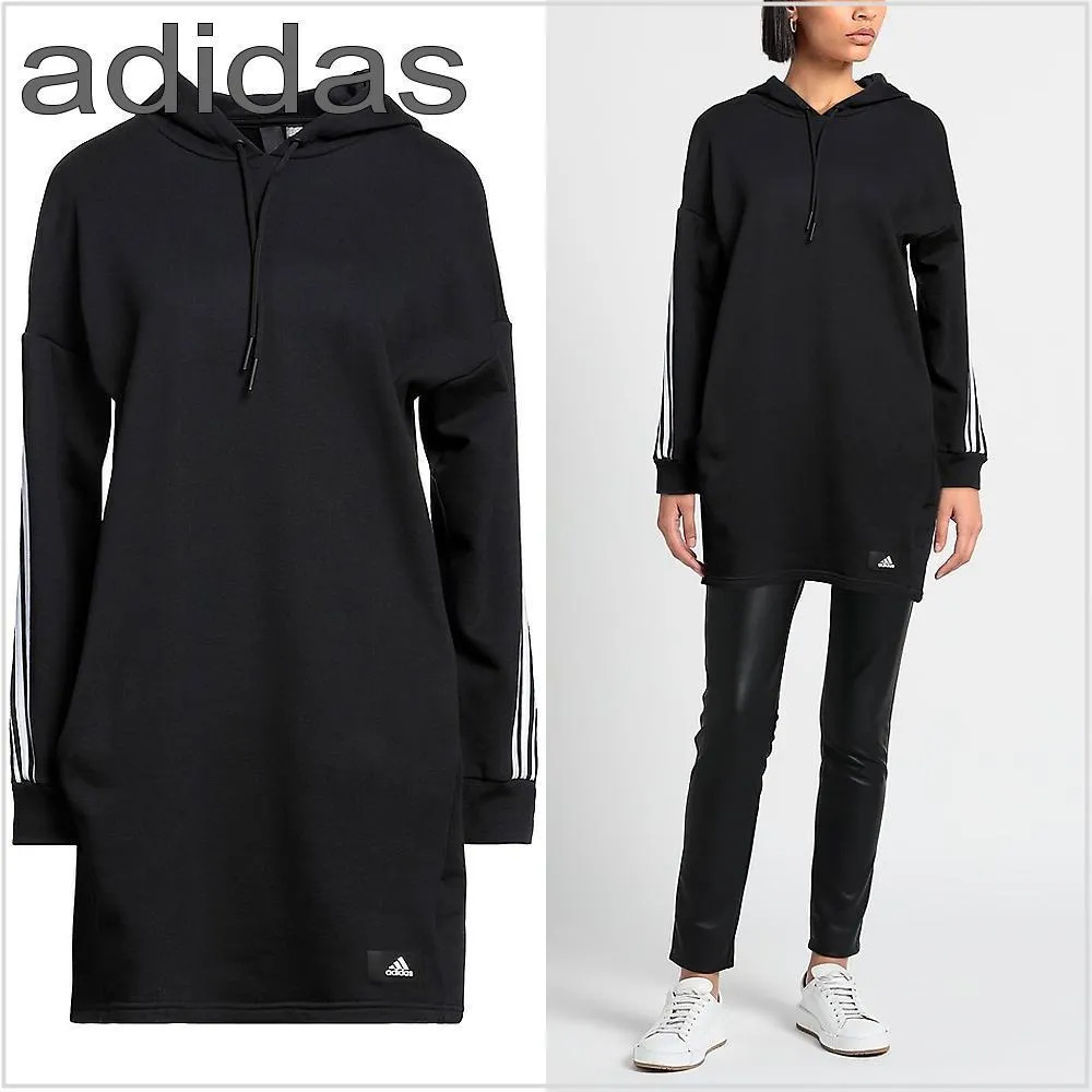 adidas  |Street Style Long Sleeves Plain Cotton Hoodies & Sweatshirts