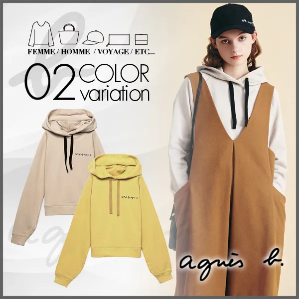 Agnes b  |Long Sleeves Plain Logo Hoodies & Sweatshirts