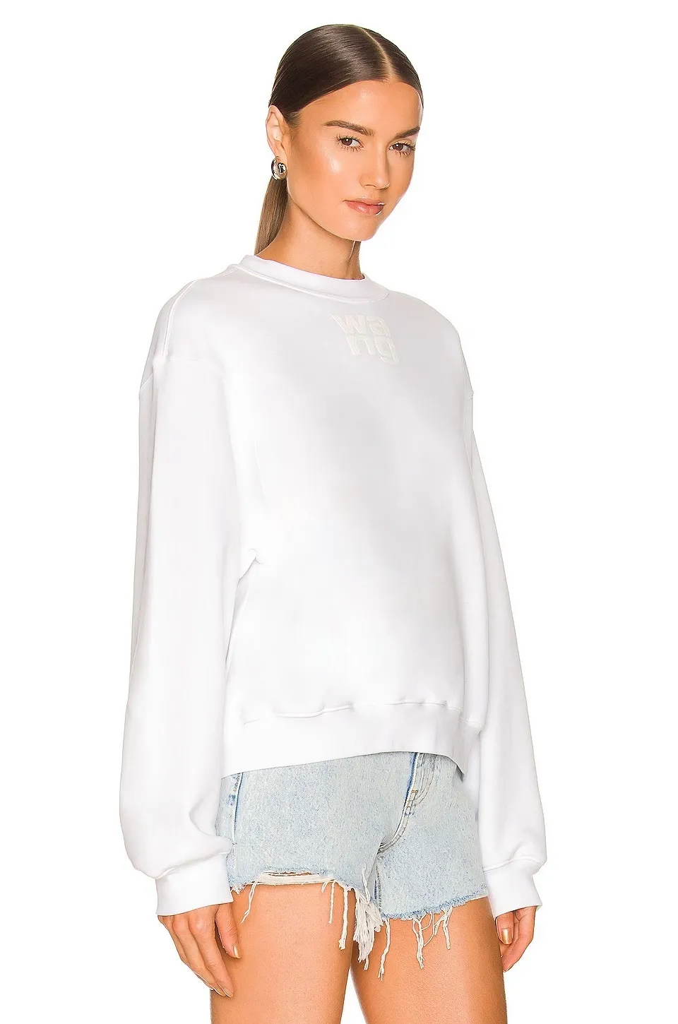 Alexander Wang  |Crew Neck Long Sleeves Plain Cotton Logo