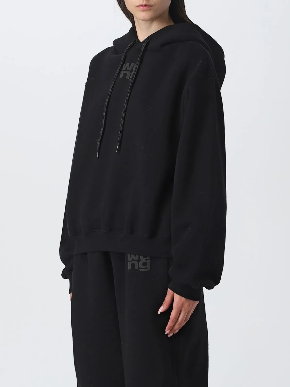 Alexander Wang  |Long Sleeves Plain Cotton Logo Hoodies & Sweatshirts