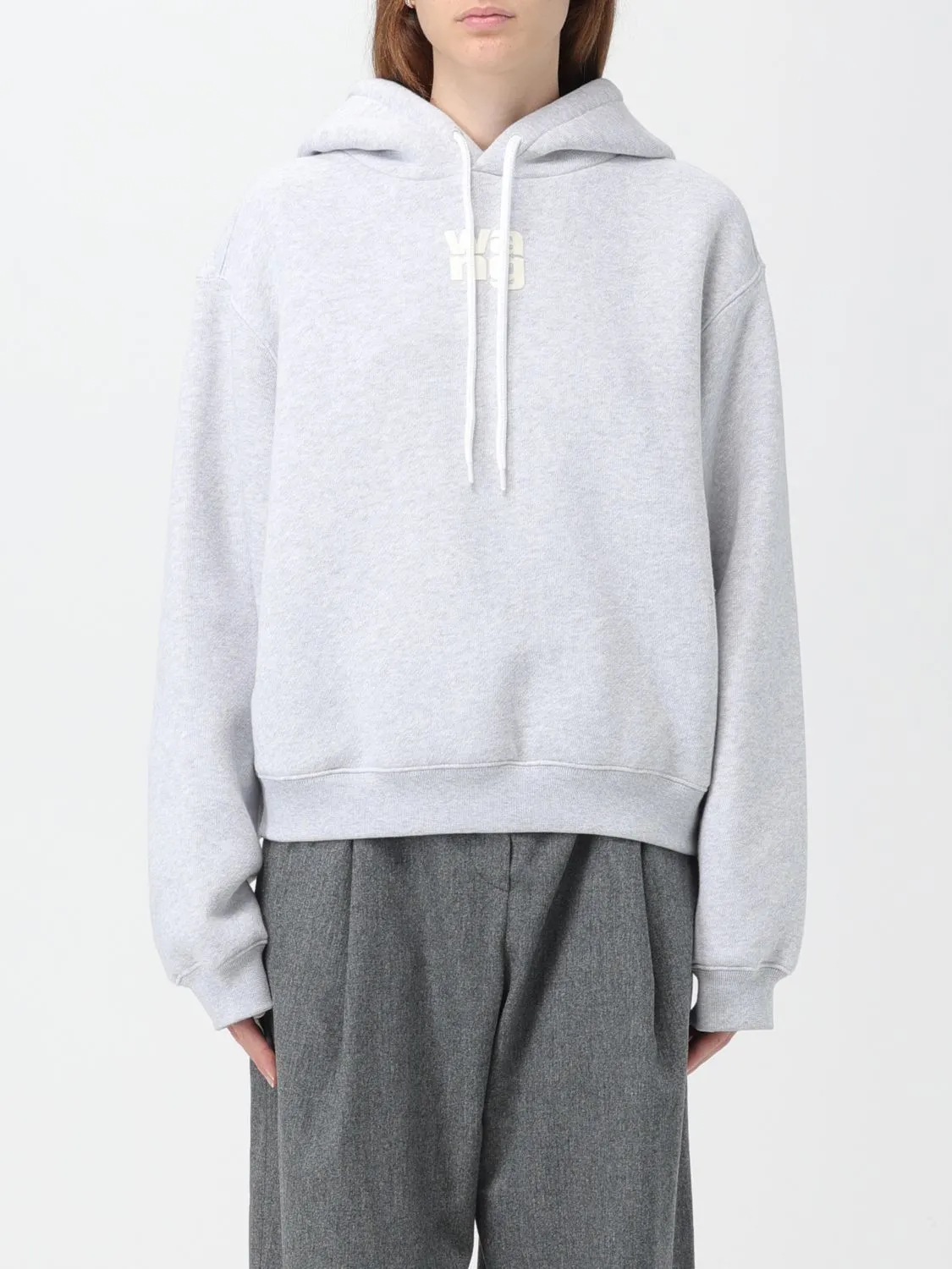 Alexander Wang  |Long Sleeves Plain Cotton Logo Hoodies & Sweatshirts