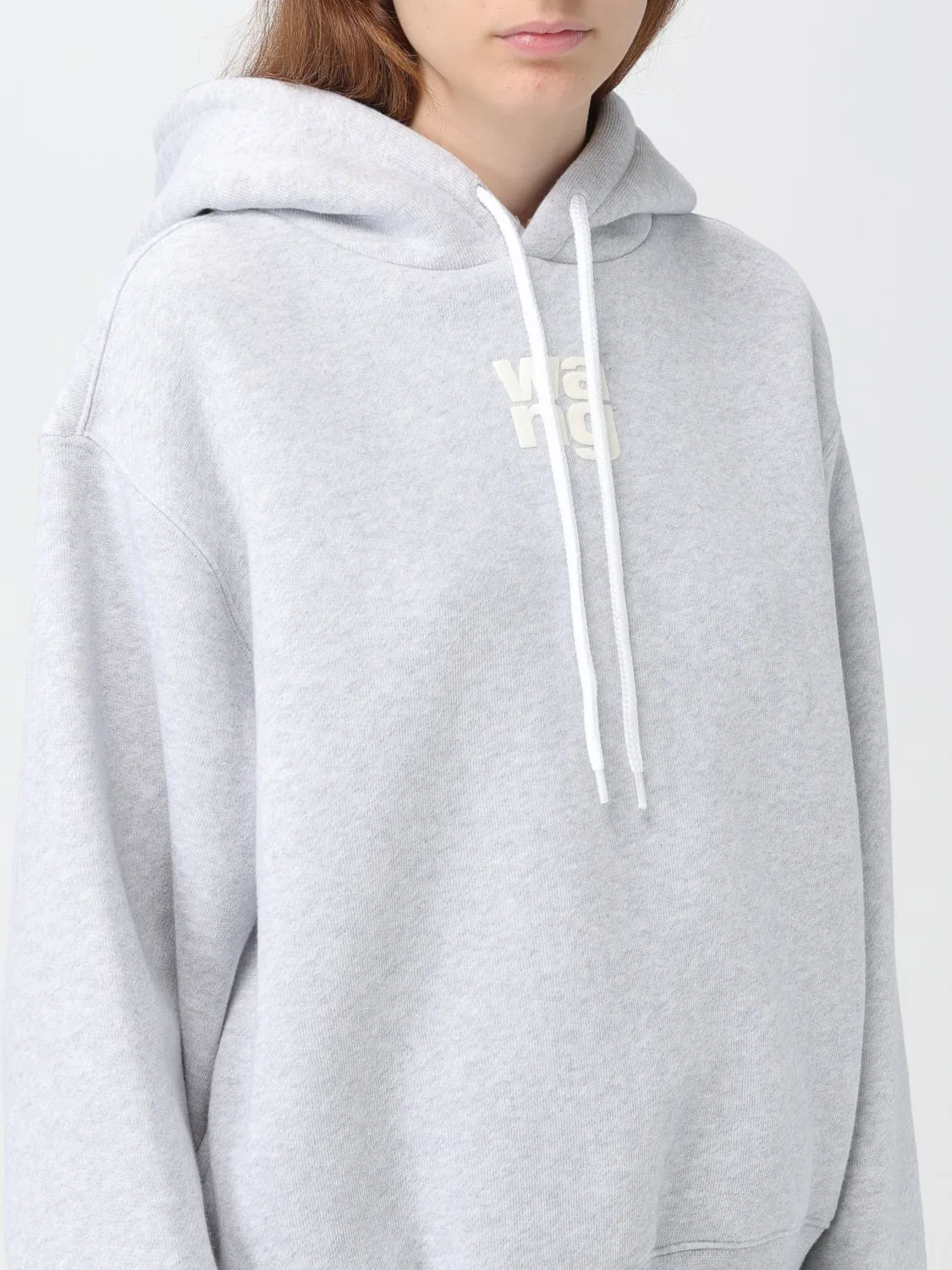 Alexander Wang  |Long Sleeves Plain Cotton Logo Hoodies & Sweatshirts