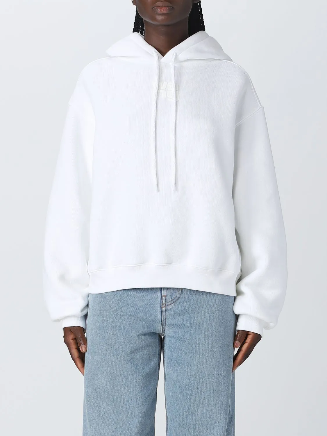 Alexander Wang  |Long Sleeves Plain Cotton Logo Hoodies & Sweatshirts