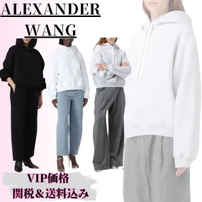 Alexander Wang  |Long Sleeves Plain Cotton Logo Hoodies & Sweatshirts