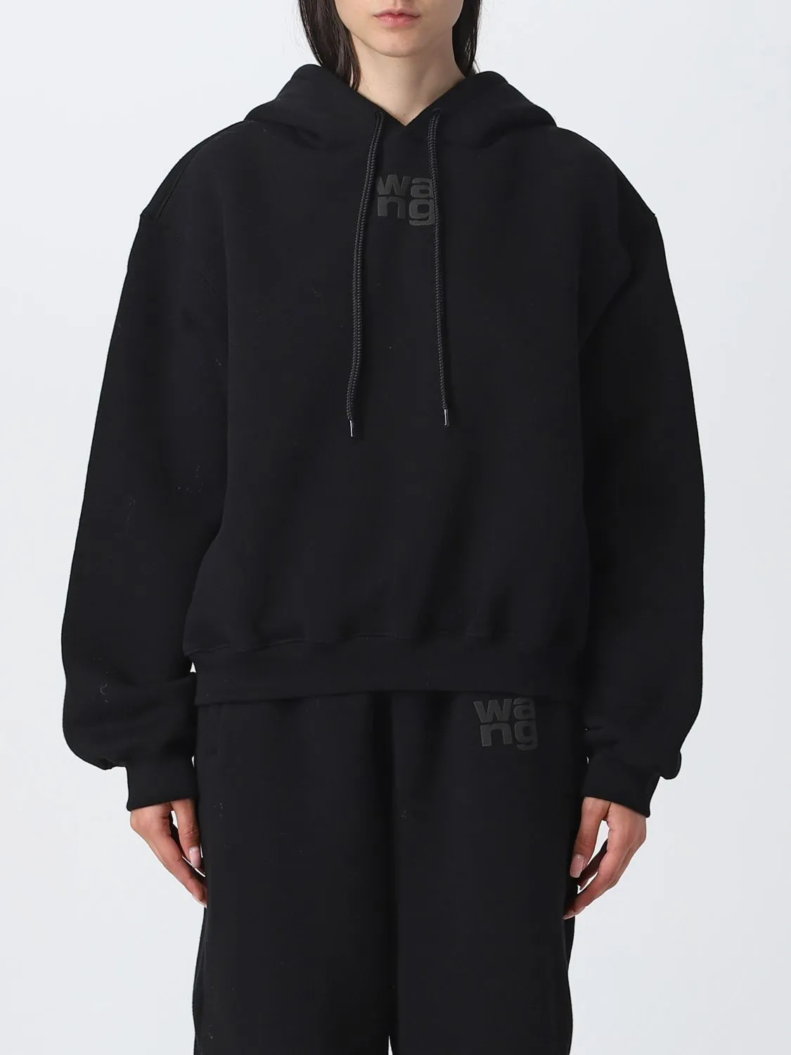 Alexander Wang  |Long Sleeves Plain Cotton Logo Hoodies & Sweatshirts