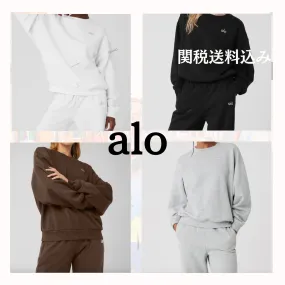 ALO Yoga  |Crew Neck Sweat Long Sleeves Plain Logo