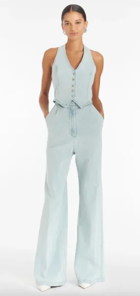 Amanda Uprichard Ethan Denim Jumpsuit in Iceberg