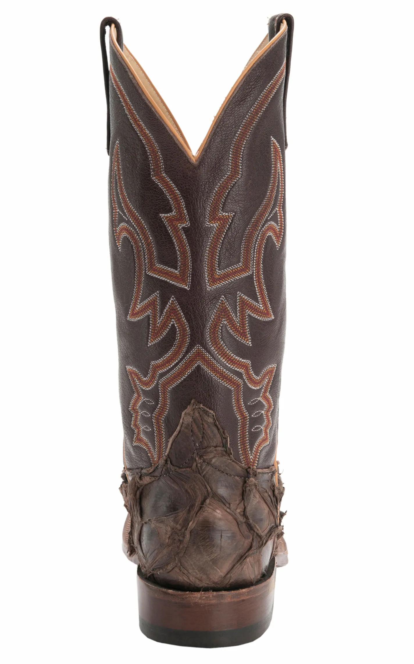 Anderson Bean Men's Distressed Brown Big Bass and Chocolate Wide Square Toe Cowboy Boot