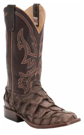 Anderson Bean Men's Distressed Brown Big Bass and Chocolate Wide Square Toe Cowboy Boot