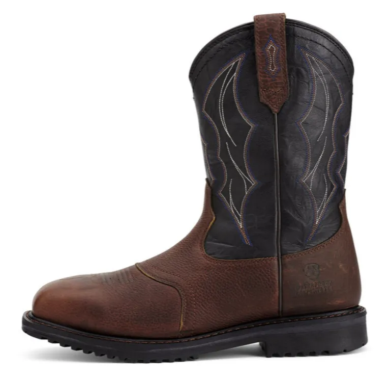 Ariat Mens RigTek Wide Square Toe Waterproof Comp Toe Work Boot- Oiled Brown