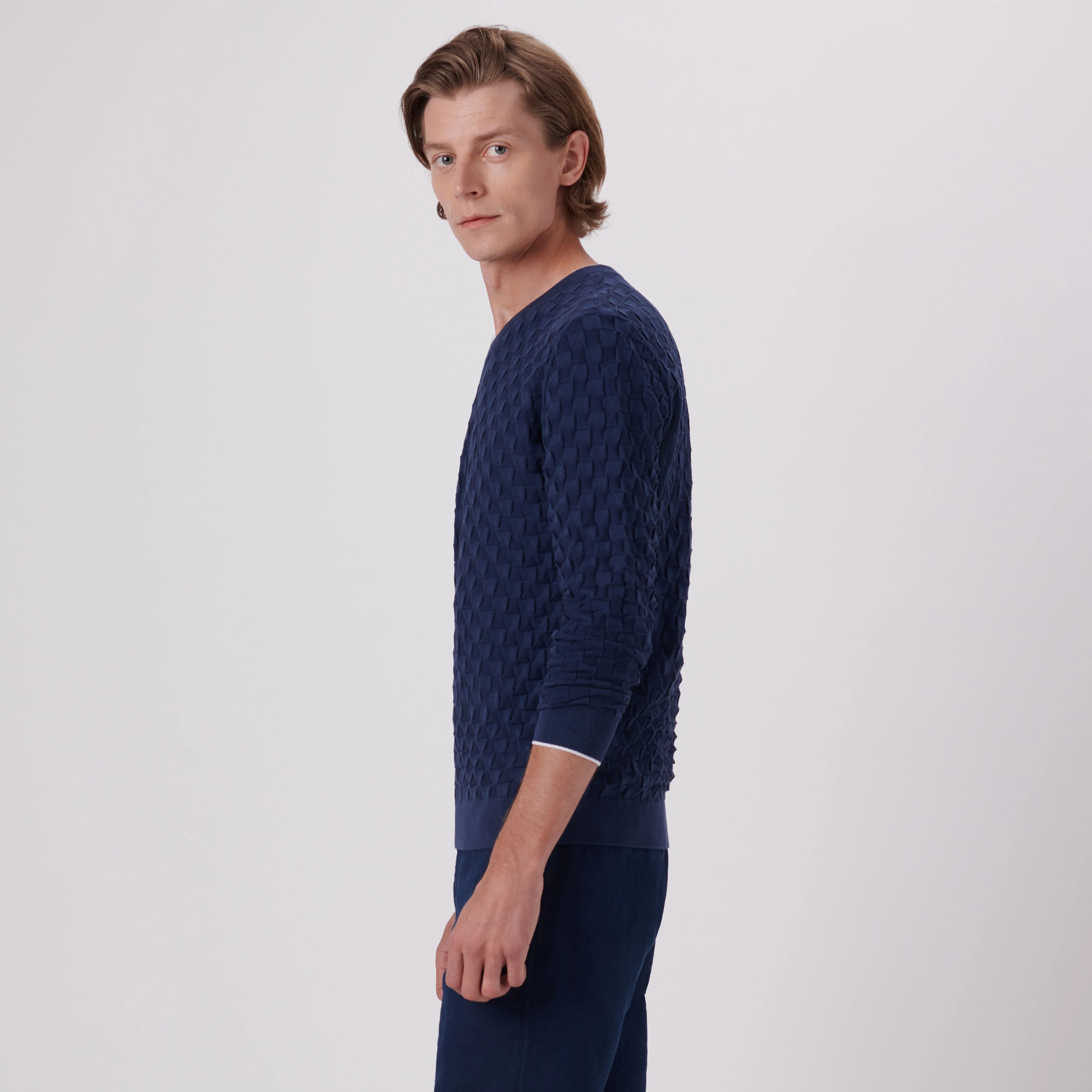 Basketweave V-Neck Sweater