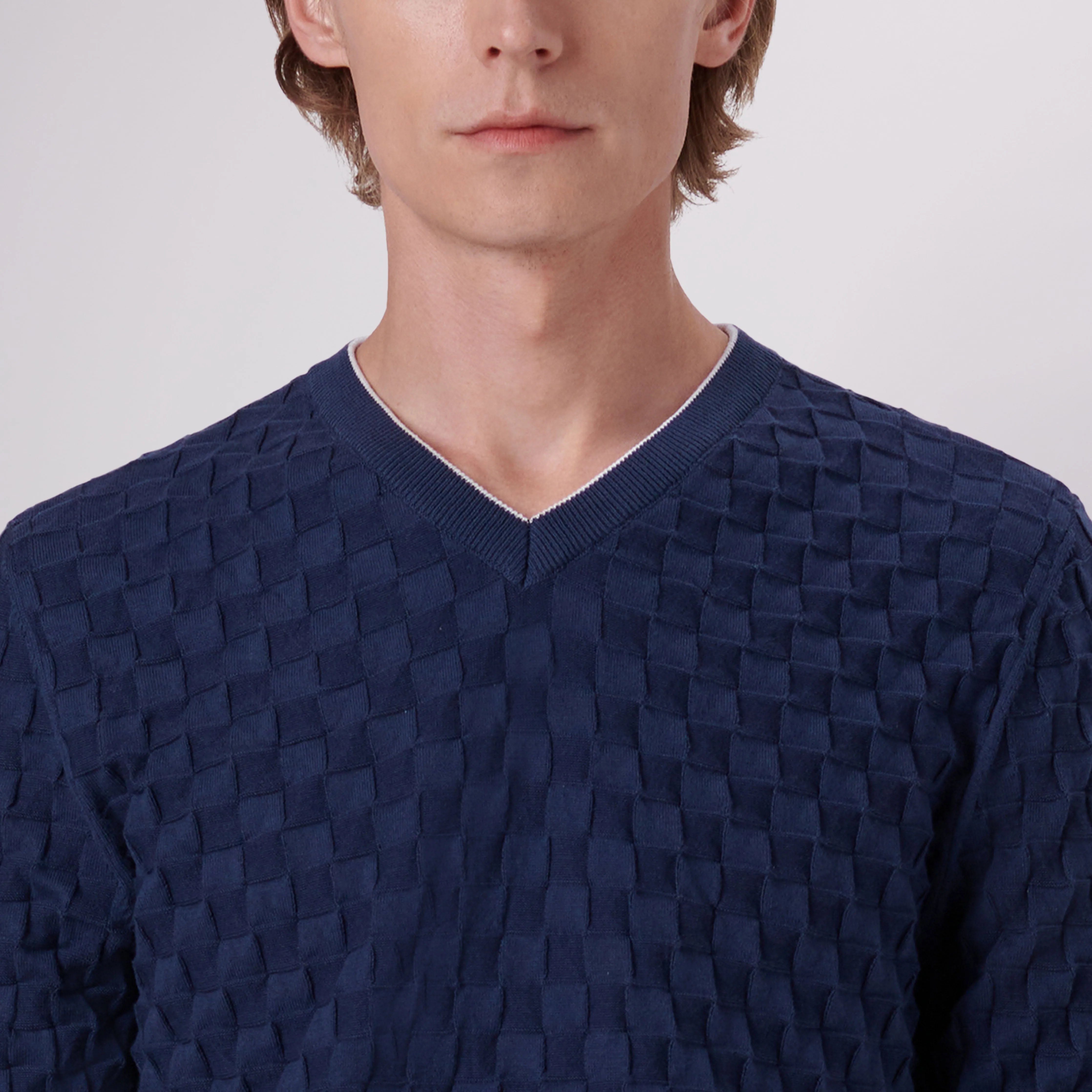 Basketweave V-Neck Sweater