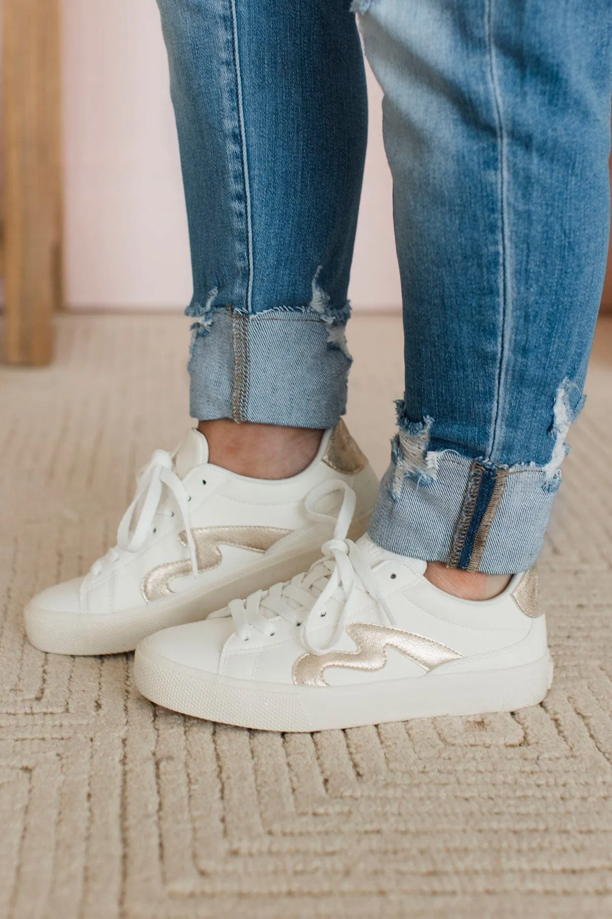 Blowfish Vice Sneakers- White Ella/Gold Voyager