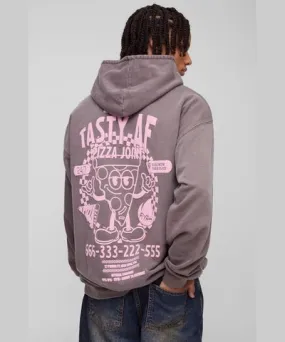 boohoo Mens Oversized Tasty Af Cartoon Graphic Washed Hoodie