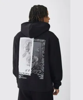 boohooMAN Mens Oversized Zip Through Cherub Renaissance Print Hoodie