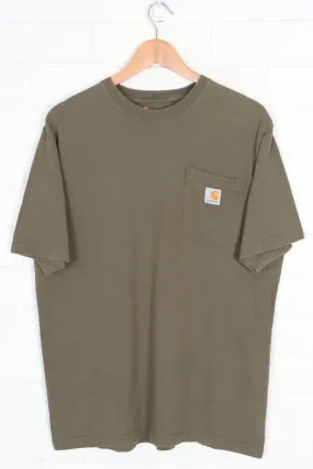 CARHARTT Olive Green 'Original Fit' Casual Front Pocket T-Shirt (M)