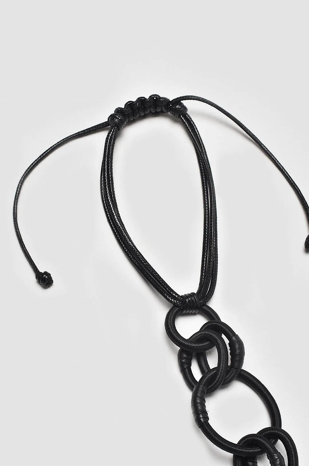 Circular Black Genuine Leather Necklace