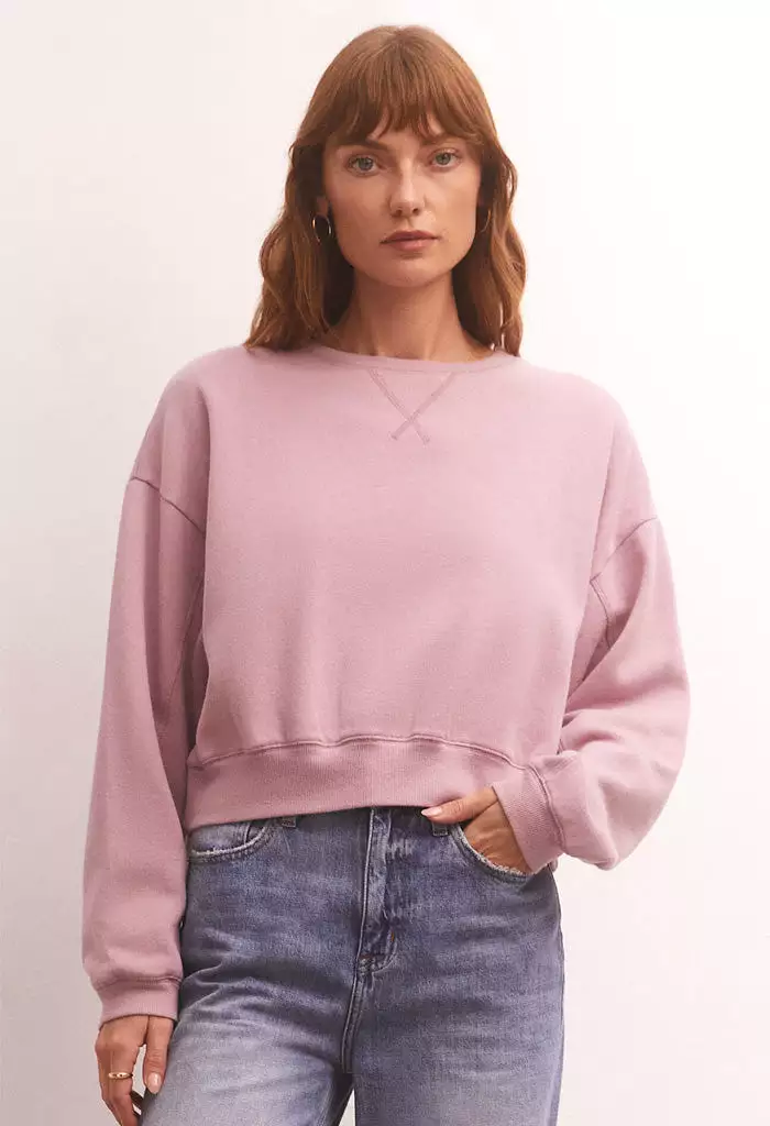 Classic Crew Sweatshirt-Shadow Mauve