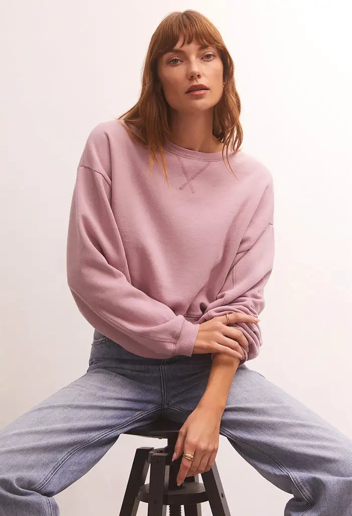 Classic Crew Sweatshirt-Shadow Mauve