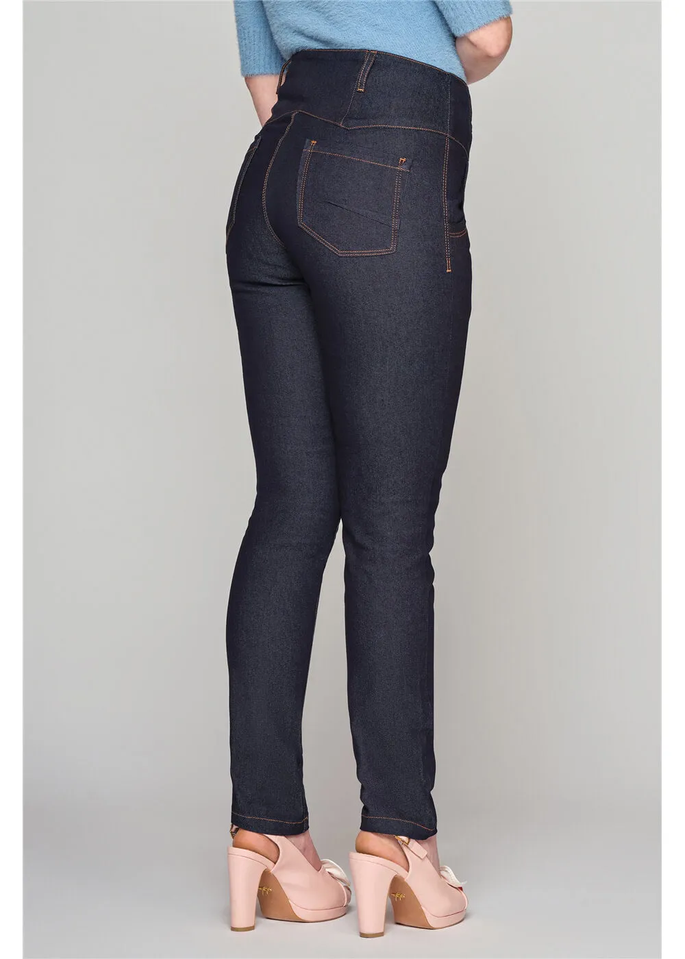 Collectif Rebel Katie Slim Fit Jeans Navy Blue