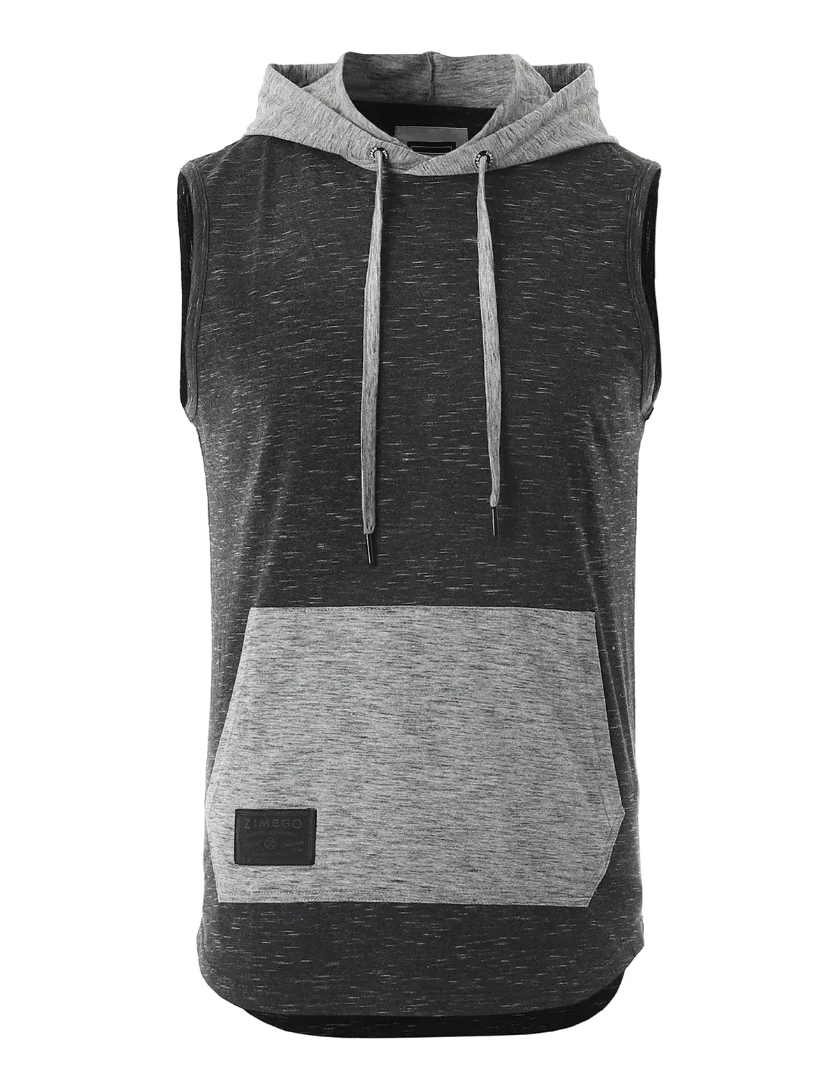 Color Block Sleeveless Pullover Kangaroo Pocket Workout Hooded Tank