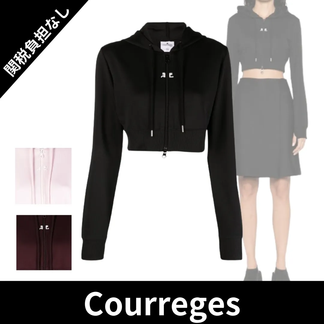 Courreges  |Street Style Long Sleeves Logo Hoodies & Sweatshirts