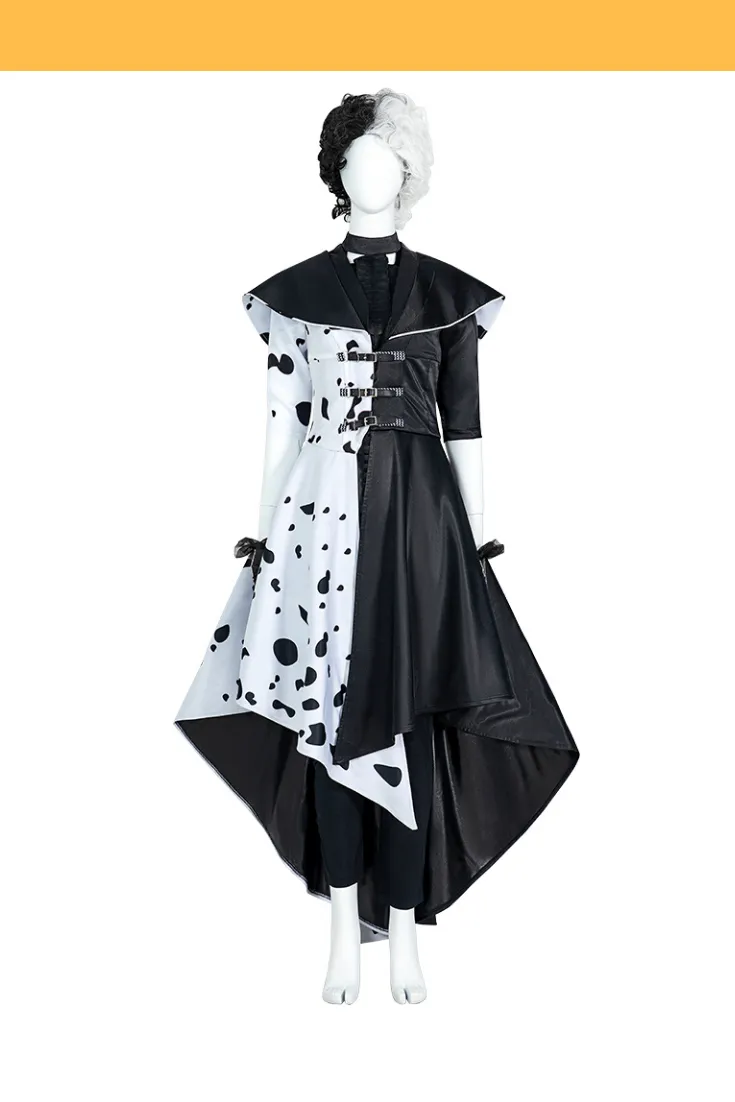 Cruella 2021 Live Action Movie 101 Dalmatian's Cosplay Costume