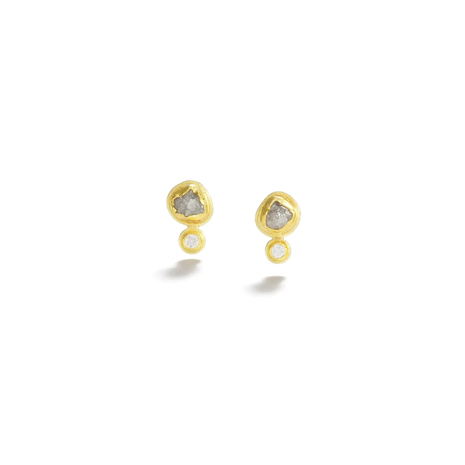 Double Diamond Stud Earrings