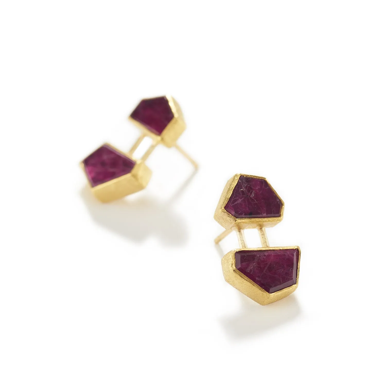 Double Ruby Stud Earrings