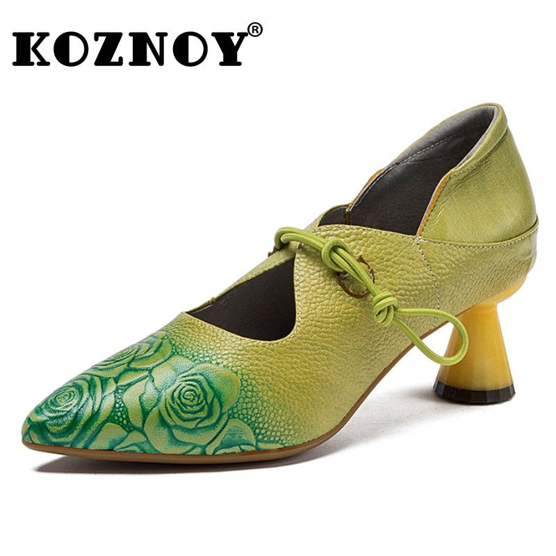 Elegant Low Heels Cow Genuine Leather Designer Luxury Pumps