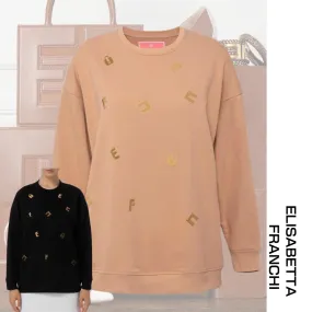 ELISABETTA FRANCHI  |Crew Neck Long Sleeves Plain Logo Hoodies & Sweatshirts