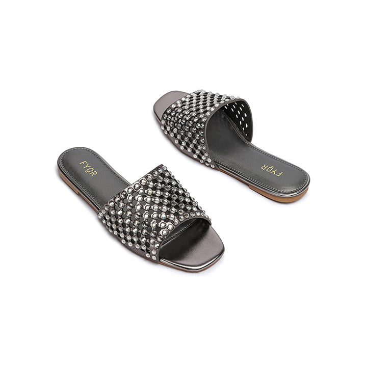 Embellished Square Toe Slide MY 286