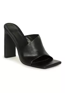 Emmeline Simple Slip On Square Toe Mule Heels