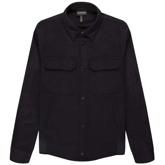 Emporio Armani Cashmere Wool Cloth Shirt Jacket Navy