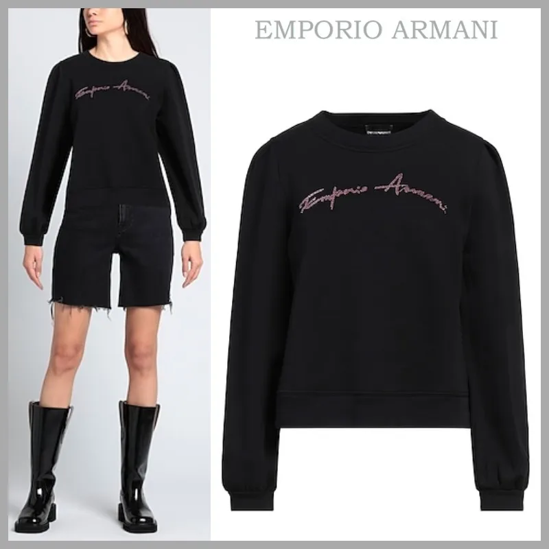 EMPORIO ARMANI  |Crew Neck Sweat Long Sleeves Plain Cotton Logo