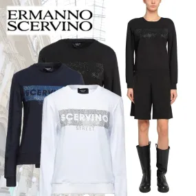 ERMANNO SCERVINO  |Crew Neck Long Sleeves Plain Cotton Logo