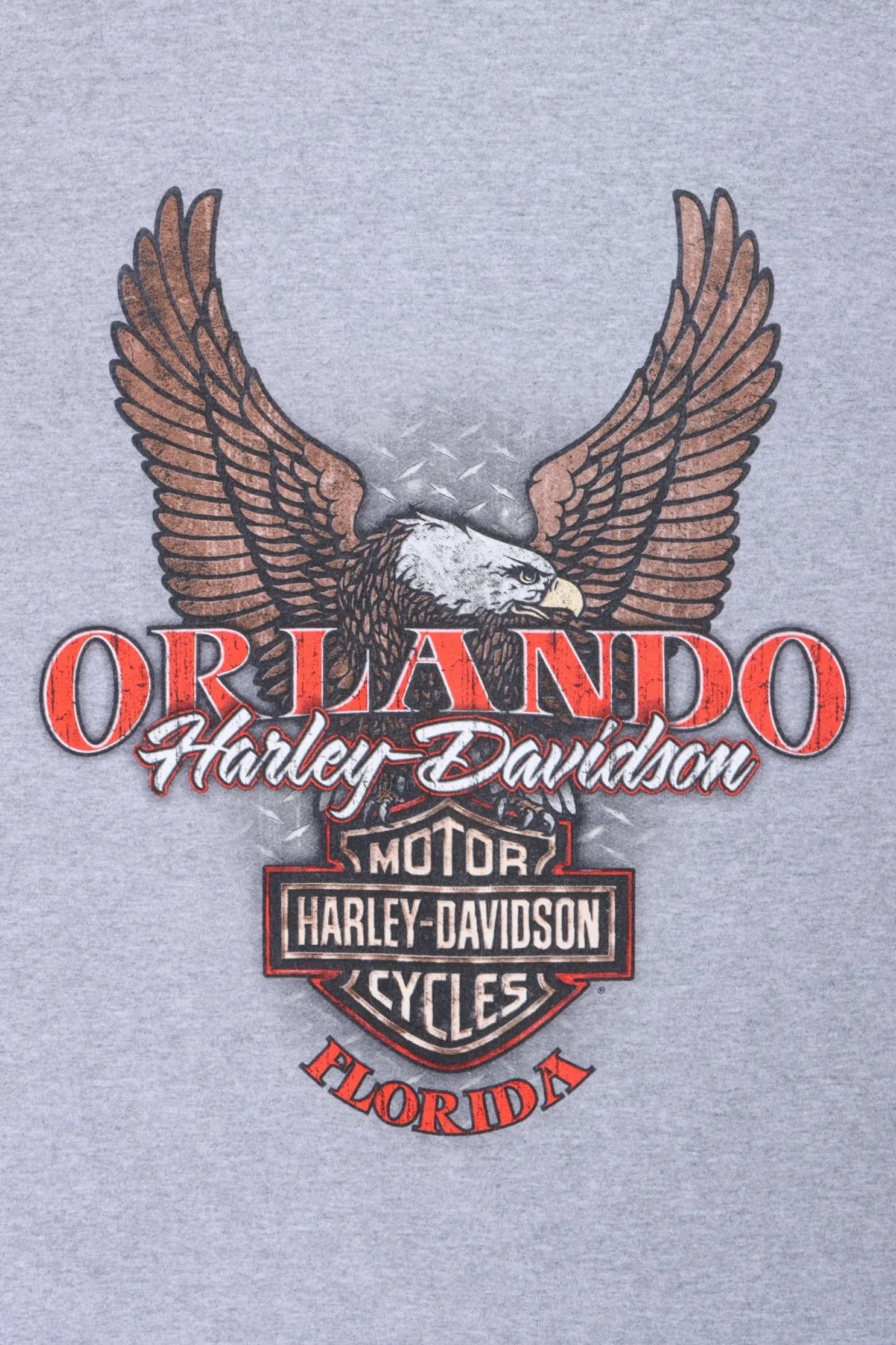 Florida HARLEY DAVIDSON Steel Pattern Eagle Front Back T-Shirt (M)