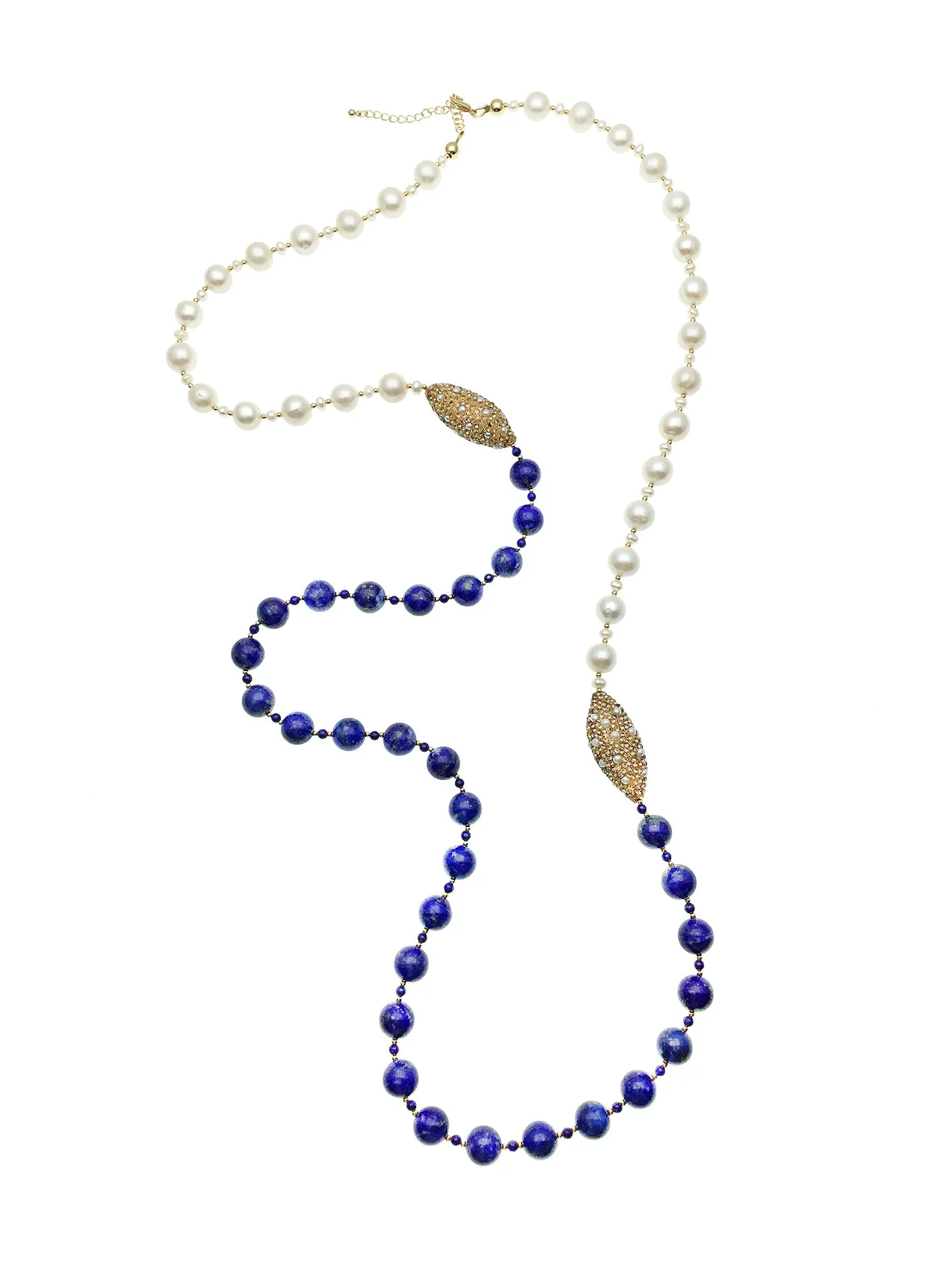 Freshwater Pearls & Lapis Multi-Way Necklace CN003