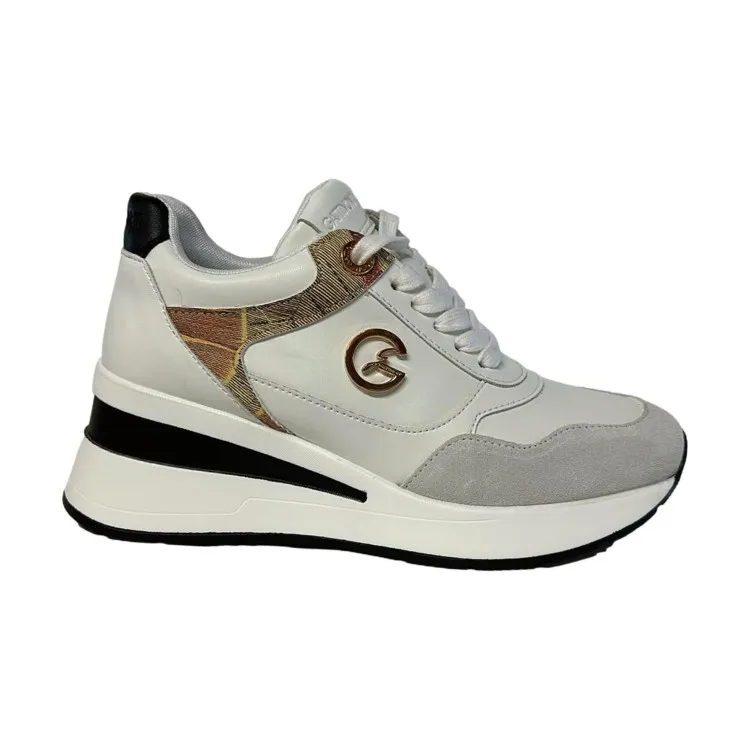 Gattinoni Linea Planetarium EDISON 6301 Scarpe Donna Sneakers Stringate Zeppa White Classic