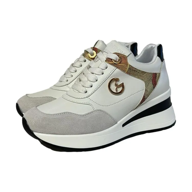 Gattinoni Linea Planetarium EDISON 6301 Scarpe Donna Sneakers Stringate Zeppa White Classic