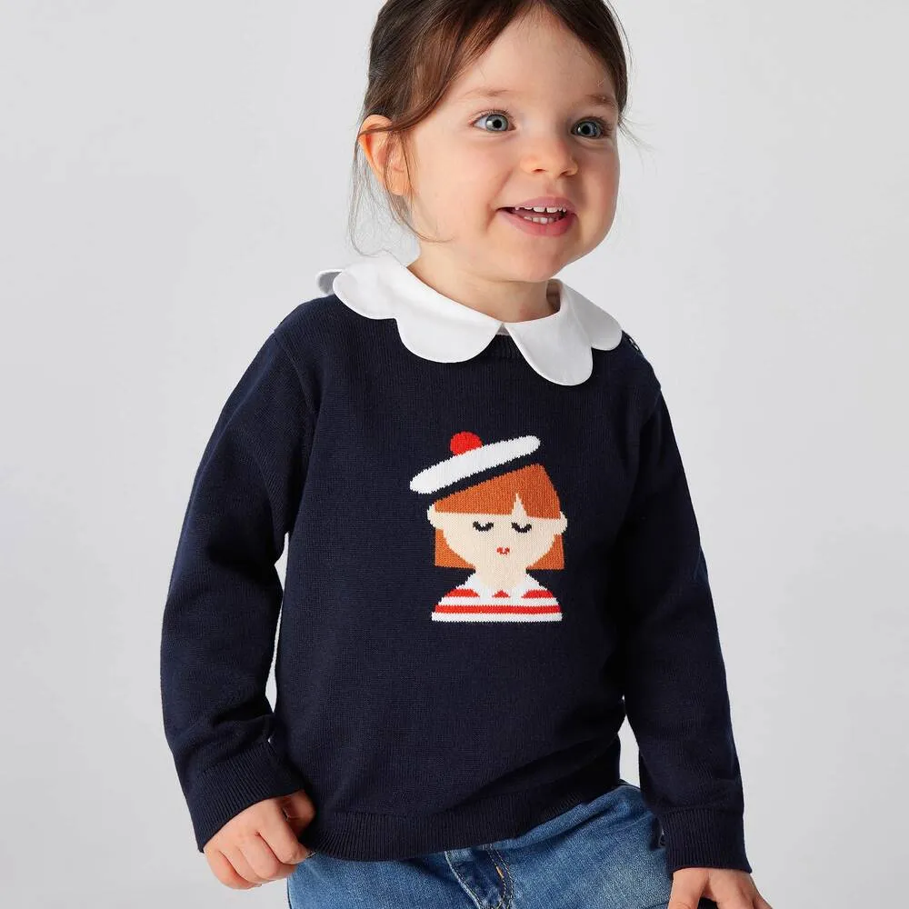 Girls Blue Cotton Sweater