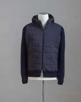 Gran Sasso Rain Wool Hooded Knit Jacket / Navy