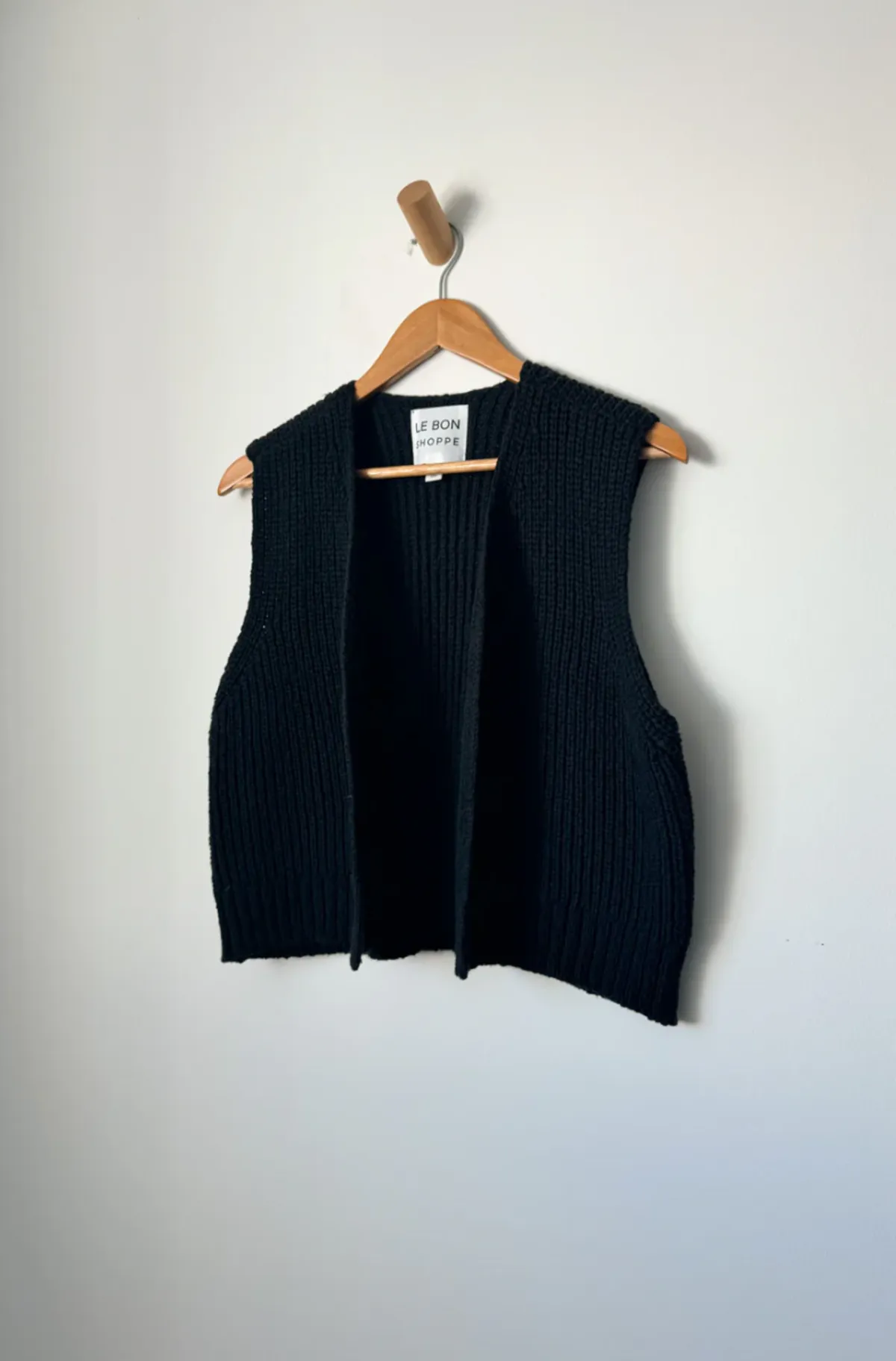 Granny Cotton Sweater Vest - Black