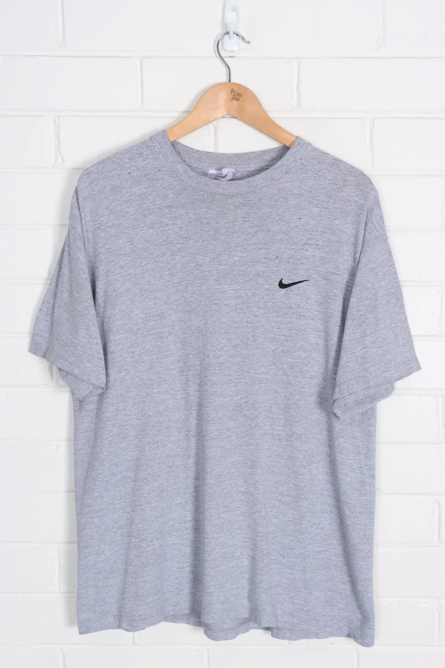 Grey NIKE Embroidered Black Classic Swoosh Tee (XL)