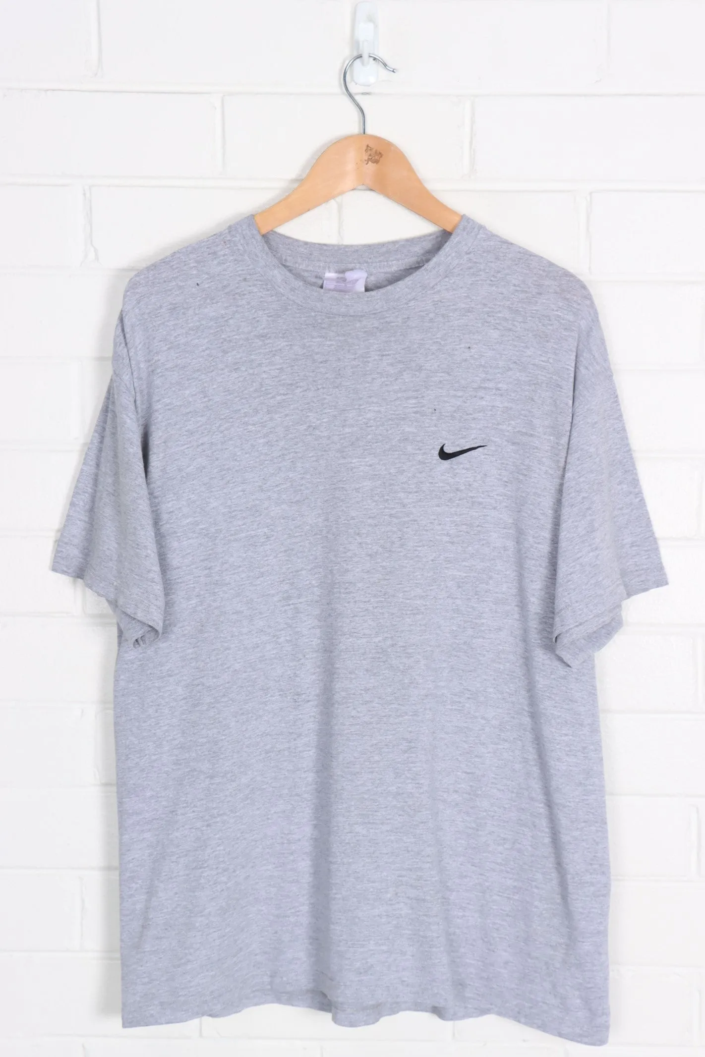 Grey NIKE Embroidered Black Classic Swoosh Tee (XL)