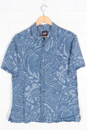 HARLEY DAVIDSON Blue Tribal Short Sleeve Shirt (M-L)