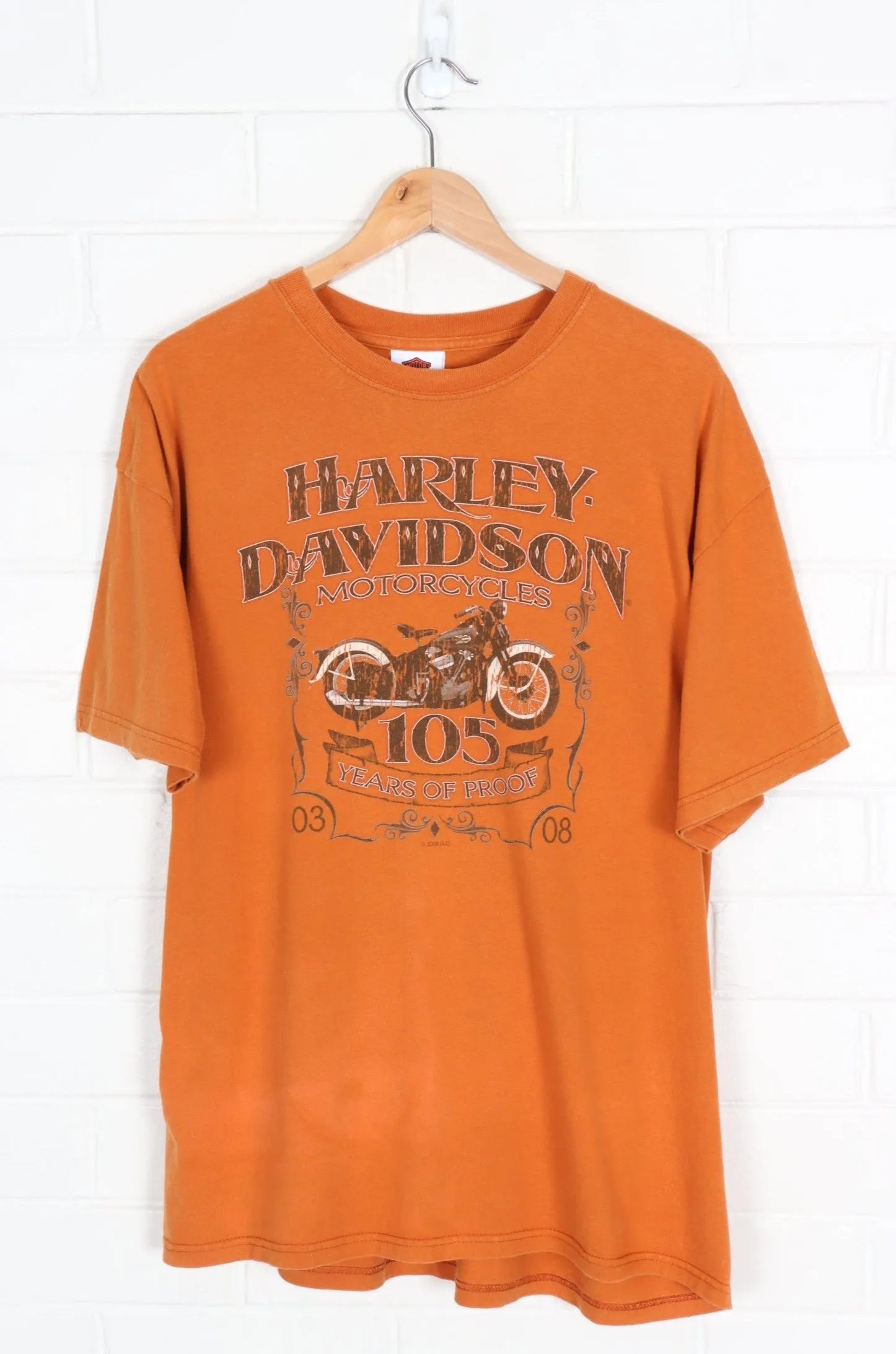 HARLEY DAVIDSON Orange Hoosier Indiana Front & Back Tee (XL)